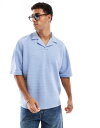 【送料無料】 エイソス メンズ ポロシャツ トップス ASOS DESIGN oversized boxy polo shirt in light blue F...