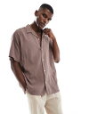 【送料無料】 ジャック アンド ジョーンズ メンズ シャツ トップス Jack & Jones revere collar shirt in crinkle texture taupe Taupe