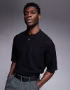 【送料無料】 アダプト メンズ シャツ トップス ADPT knit texture polo shirt in black Black