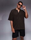 【送料無料】 アダプト メンズ シャツ トップス ADPT knit crochet shirt in brown CHOCOLATE BROWN