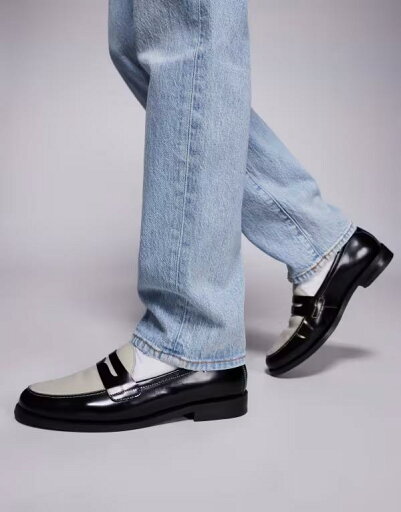 【送料無料】 ウォークロンドン メンズ スリッポン・ローファー シューズ Walk London Torbole saddle loafers in black/off white leather Black 【送料無料】 ウォークロンドン メンズ スリッポン・ローファー シューズ Walk London Torbole saddle loafers in black/off white leather Black