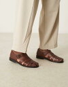 【送料無料】 エイソス メンズ サンダル シューズ ASOS DESIGN gladiator sandals in brown leather Brown