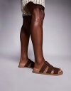 【送料無料】 エイソス メンズ サンダル シューズ ASOS DESIGN strap sandals in brown Brown