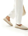 【送料無料】 エイソス メンズ サンダル シューズ ASOS DESIGN slip on espadrilles in stone canvas stripe...