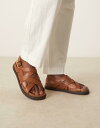 【送料無料】 エイソス メンズ サンダル シューズ ASOS DESIGN crossover strap sandals in tan leather Tan