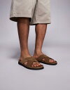 【送料無料】 エイソス メンズ サンダル シューズ ASOS DESIGN cross over strap sandals in stone suede St...