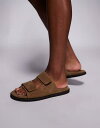 【送料無料】 エイソス メンズ サンダル シューズ ASOS DESIGN two strap sandals in stone suede Tan