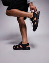 【送料無料】 エイソス メンズ サンダル シューズ ASOS DESIGN fisherman tech sandals in black Black