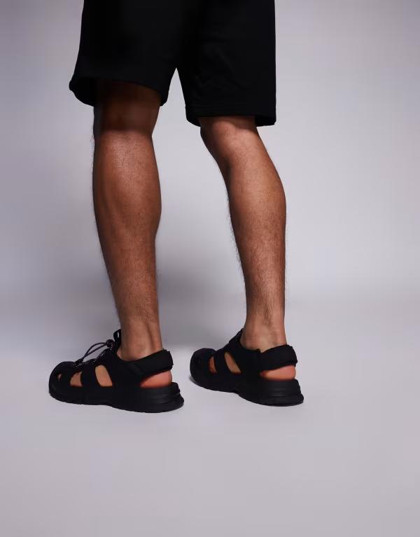 【送料無料】 エイソス メンズ サンダル シューズ ASOS DESIGN fisherman tech sandals in black Black