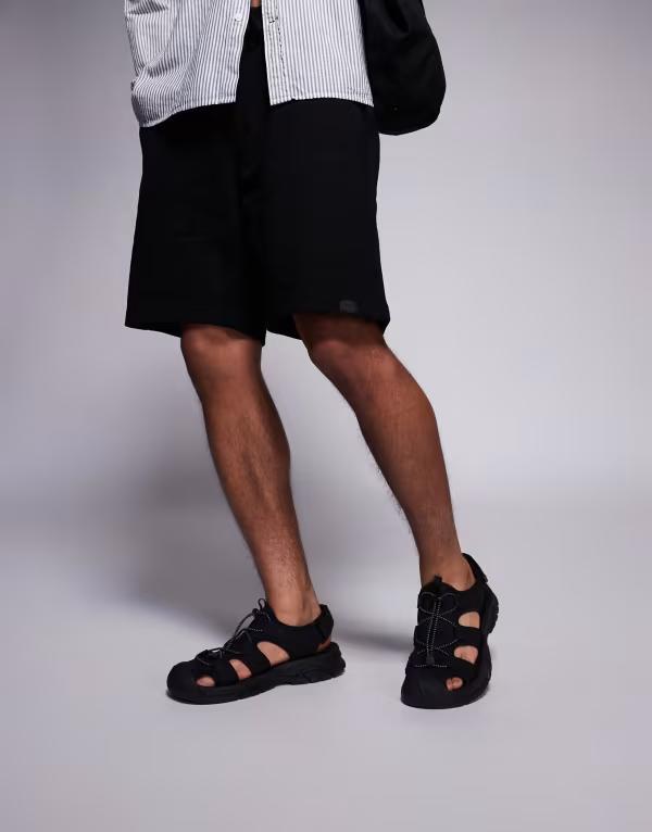 【送料無料】 エイソス メンズ サンダル シューズ ASOS DESIGN fisherman tech sandals in black Black