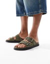 【送料無料】 プルアンドベアー メンズ サンダル シューズ Pull&Bear double strap sandals in khaki Khaki