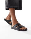 【送料無料】 ジャック アンド ジョーンズ メンズ サンダル シューズ Jack & Jones strap sandals in black Anthraci...