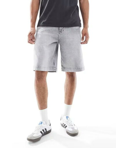 【送料無料】 エイソス メンズ ハーフパンツ・ショーツ ボトムス ASOS DESIGN long length denim jorts in light gray Lightwash gray