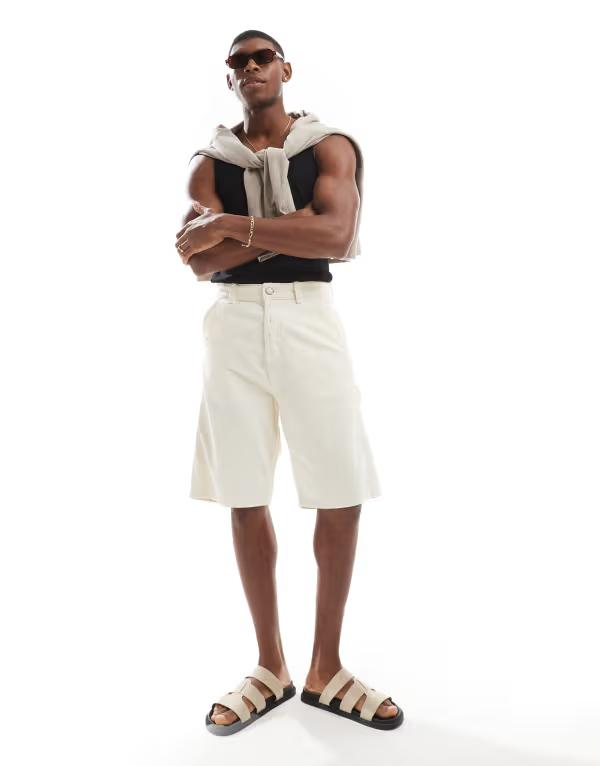 ジャック アンド ジョーンズ メンズ ボトムス ハーフパンツ・ショーツ ショートパンツ Jack & Jones baggy fit carpenter shorts Antique White ホワイト