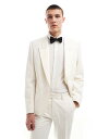 【送料無料】 エイソス メンズ ジャケット・ブルゾン アウター ASOS DESIGN low break slim tuxedo suit jacket in cream WHITE