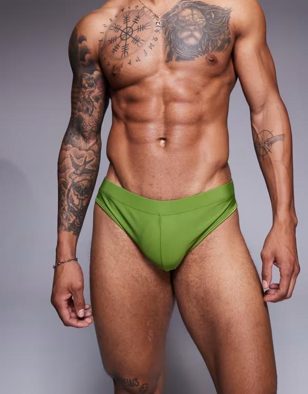 エイソス メンズ 水着 ハーフパンツ・ショーツ ASOS DESIGN swim briefs GREEN グリーン