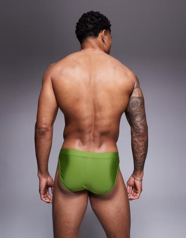 エイソス メンズ 水着 ハーフパンツ・ショーツ ASOS DESIGN swim briefs GREEN グリーン