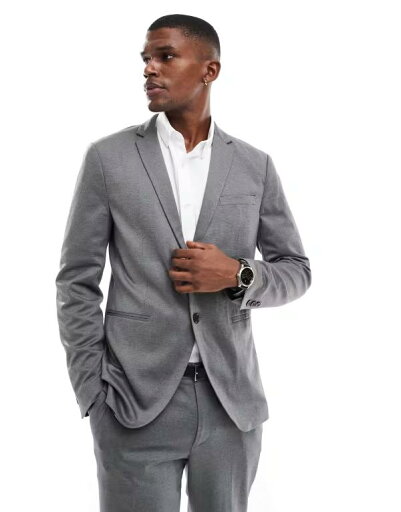 【送料無料】 ジャック アンド ジョーンズ メンズ ジャケット・ブルゾン アウター Jack & Jones slim fit jersey suit jacket in gray Dark Gray Melange 【送料無料】 ジャック アンド ジョーンズ メンズ ジャケット・ブルゾン アウター Jack & Jones slim fit jersey suit jacket in gray Dark Gray Melange