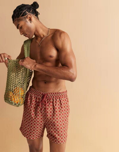 【送料無料】 サウスビーチ メンズ ハーフパンツ・ショーツ 水着 South Beach geo print swim shorts in rust RUST 【送料無料】 サウスビーチ メンズ ハーフパンツ・ショーツ 水着 South Beach geo print swim shorts in rust RUST