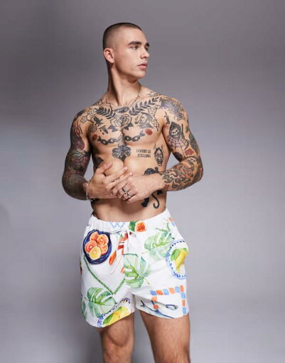 【送料無料】 エイソス メンズ ハーフパンツ・ショーツ 水着 ASOS DESIGN swim shorts in short length with watercolor print WHITE 【送料無料】 エイソス メンズ ハーフパンツ・ショーツ 水着 ASOS DESIGN swim shorts in short length with watercolor print WHITE