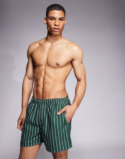 【送料無料】 エイソス メンズ ハーフパンツ・ショーツ 水着 ASOS DESIGN swim shorts in short length in green stripe GREEN 【送料無料】 エイソス メンズ ハーフパンツ・ショーツ 水着 ASOS DESIGN swim shorts in short length in green stripe GREEN