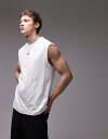 【送料無料】 トップマン メンズ ベスト トップス Topman oversized fit sleeveless t-shirt in white WHITE
