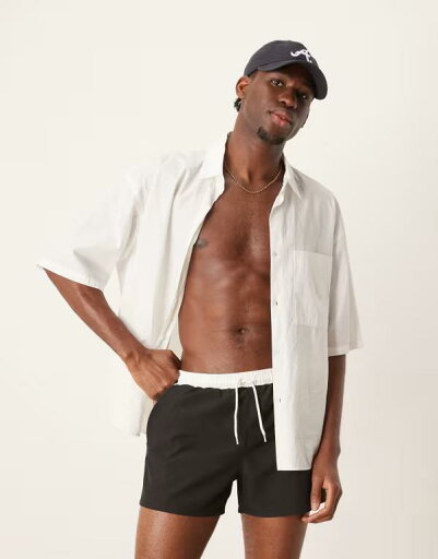 【送料無料】 フリーソサエティ メンズ ハーフパンツ・ショーツ 水着 Free Society contrast trim swim shorts in black and white Black and white 【送料無料】 フリーソサエティ メンズ ハーフパンツ・ショーツ 水着 Free Society contrast trim swim shorts in black and white Black and white
