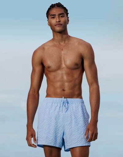 【送料無料】 エイソス メンズ ハーフパンツ・ショーツ 水着 ASOS DESIGN seersucker swim short in short length in blue BLUE 【送料無料】 エイソス メンズ ハーフパンツ・ショーツ 水着 ASOS DESIGN seersucker swim short in short length in blue BLUE