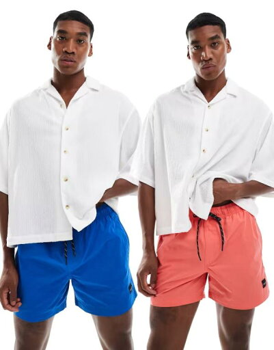 【送料無料】 ジャック アンド ジョーンズ メンズ ハーフパンツ・ショーツ 水着 Jack & Jones 2 pack swim shorts in pink and blue Coral/Turkish Sea 【送料無料】 ジャック アンド ジョーンズ メンズ ハーフパンツ・ショーツ 水着 Jack & Jones 2 pack swim shorts in pink and blue Coral/Turkish Sea