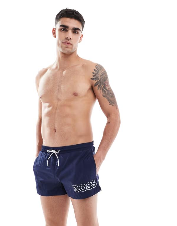 【送料無料】 ボス オレンジ メンズ ハーフパンツ・ショーツ 水着 BOSS Mooneye logo swim shorts in navy Navy