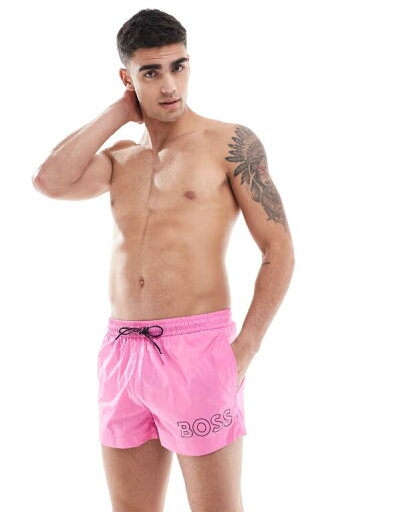 【送料無料】 ボス オレンジ メンズ ハーフパンツ・ショーツ 水着 Boss Mooneye logo swim shorts in pink Bright Pink 【送料無料】 ボス オレンジ メンズ ハーフパンツ・ショーツ 水着 Boss Mooneye logo swim shorts in pink Bright Pink