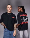 【送料無料】 エイソス レディース Tシャツ トップス ASOS DESIGN unisex boxy oversized t-shirt with Pulp Fiction prints in black Black