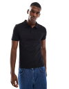 【送料無料】 エイソス メンズ ポロシャツ トップス ASOS DESIGN muscle fit pique polo in black Black