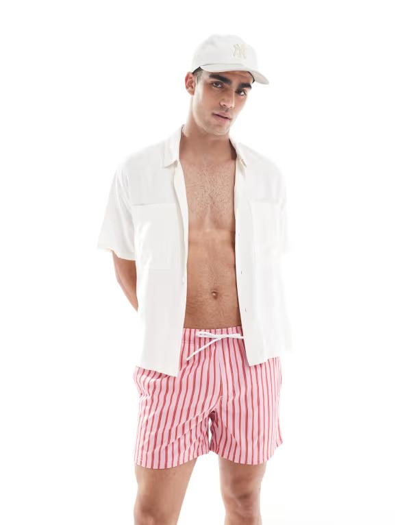 【送料無料】 コットンオン メンズ ハーフパンツ・ショーツ 水着 Cotton On swim shorts in pink retro print PINK RETRO