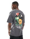 【送料無料】 オンリーアンドサンズ メンズ Tシャツ トップス ONLY & SONS relaxed fit t-shirt with sakura blossom print in charcoal MAGNET