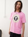 【送料無料】 ベイシング エイプ メンズ Tシャツ トップス Aape by A Bathing Ape t-shirt with logo print in pink PINK