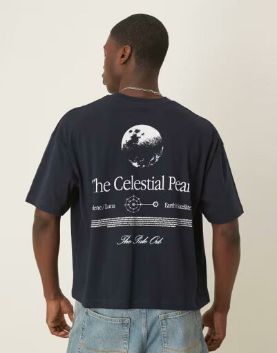 【送料無料】 エイソス メンズ Tシャツ トップス ASOS DESIGN boxy oversized t-shirt with celestial graphic in navy Sky captain 【送料無料】 エイソス メンズ Tシャツ トップス ASOS DESIGN boxy oversized t-shirt with celestial graphic in navy Sky captain
