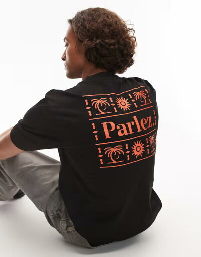 【送料無料】 パルレ メンズ Tシャツ トップス Parlez ardor motif back t-shirt in black Black 【送料無料】 パルレ メンズ Tシャツ トップス Parlez ardor motif back t-shirt in black Black