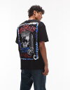 【送料無料】 トップマン メンズ Tシャツ トップス Topman oversized fit T-shirt with front and back French poster in black Black