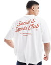 【送料無料】 エイソス メンズ Tシャツ トップス ASOS DESIGN boxy oversized T-shirt with text graphic in cream Coconut milk