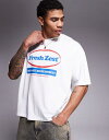 【送料無料】 エイソス メンズ Tシャツ トップス ASOS DESIGN boxy oversized t-shirt with text graphic in white WHITE