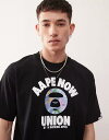 【送料無料】 ベイシング エイプ メンズ Tシャツ トップス AAPE By A Bathing Ape logo union T-shirt in black Black
