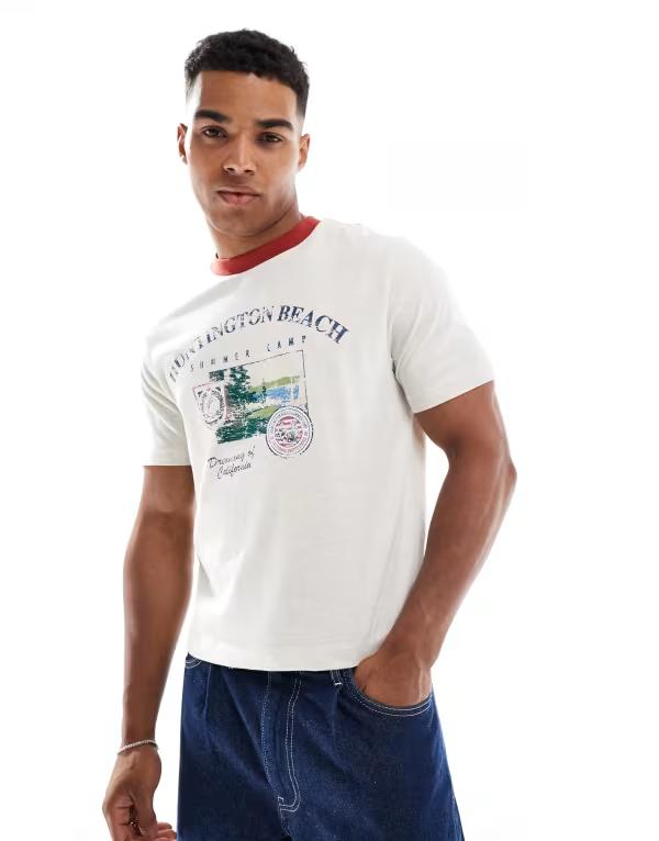 エイソス メンズ トップス Tシャツ プリント シャツ クロップド ASOS DESIGN standard cropped t-shirt..