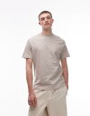【送料無料】 マンゴ メンズ Tシャツ トップス Mango textured regular fit t-shirt in stone STONE