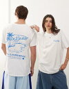 【送料無料】 コルージョン レディース Tシャツ トップス COLLUSION Unisex printed T-shirt with pool graphic in white WHITE