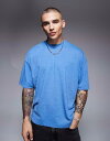 【送料無料】 エイソス メンズ Tシャツ トップス ASOS DESIGN oversized boxy drop shoulder T-shirt overdyed in blue heather Provence