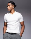 【送料無料】 エイソス メンズ ポロシャツ トップス ASOS DESIGN muscle fit textured rib zip polo shirt in...
