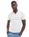 【送料無料】 エイソス メンズ ポロシャツ トップス ASOS DESIGN muscle fit pique polo in white WHITE