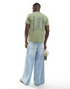 【送料無料】 ファーラー メンズ Tシャツ トップス Farah chest and back print bulford t-shirt in green Green
