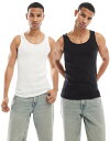【送料無料】 リーバイス メンズ ベスト トップス Levi's Mainline 2-pack ribbed tank tops in black/white...